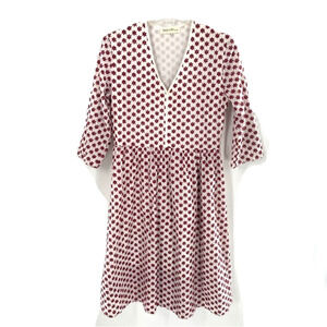 Brass &‎ Roe By CTS Womens Dress Size M Embroidered Floral White Red V-Neck
